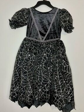 Mini wear Black Spiderweb Halloween Dress with hat  for Girls